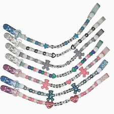 Personalised Dummy Clip Clips Chain Strap Boys Girls Any Name PLASTIC OR METAL