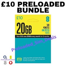 Preloaded EE SIM £10 With 20GB Data 500 Mins & Texts - No Contract 30 Day Bundle