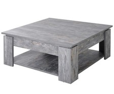 Homcom Grey Wood Grain 2 Tier Coffee Table 