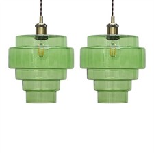 Set of 2 Modern Green Glass