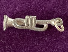SILVER PLATE TRUMPET / MUSICAL INSTRUMENT Vintage Souvenir Charm