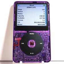 Apple iPod Classic 5.5 Clear 5th Gen (Full Refurb, 2000mah Battery, Wolfson DAC)