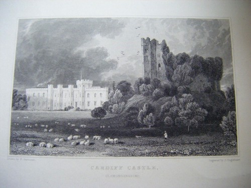 1830 antique print cardiff - 1830,
