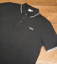 Boys Boss Designer Polo Shirt Age 14 Black White Hugo Boss Immaculate