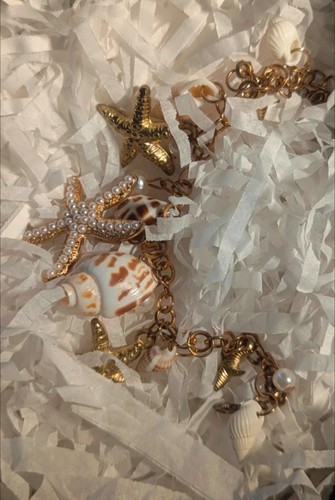 Mermaid shell gold and white - mermaid,