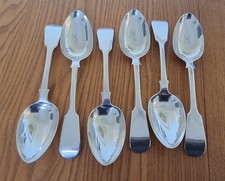 Set of 6 Solid Silver Dessert Spoon. Hallmarked Newcastle 1843.