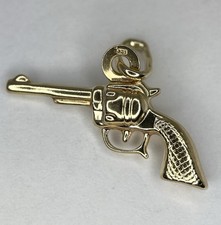 Vintage 9ct Yellow Gold Hand Gun Pistol Revolver Charm 1.1g 23.7 x 13.5 mm  1978