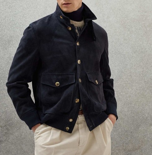 Men blue suede leather - men's,