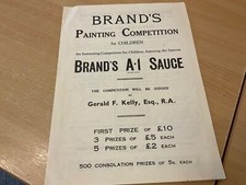 1932 BRANDS A 1 SAUCE CHILDRENS PAINTING COMPETITION ENTRANCE FORM .
