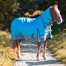 Outdoor Winter Turnout Horse Rugs 50g COMBO Full Neck Aqua/Grey 5'3-6'9