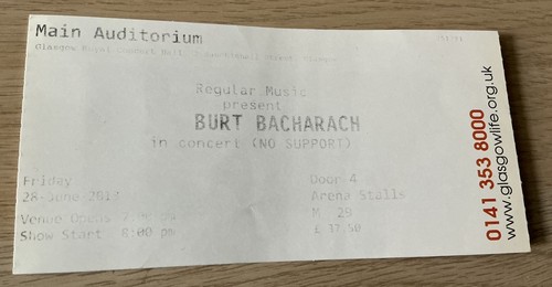 Burt bacharach ticket - burt,