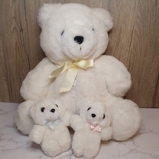 Mothercare White Teddy Bear Soft Toy Plush With 2 Babies Zipped Inside Tummy Mum