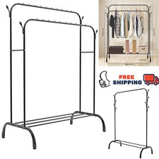 Double Clothes Rail Heavy Duty Hanging Rack Garment Display Stand Shoes Storage