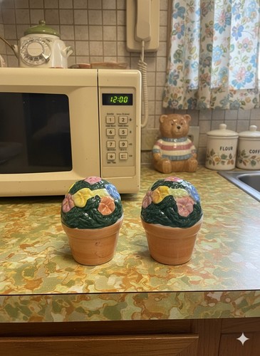 Vintage floral potted flowers - vintage,