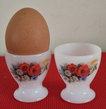 Vintage Pair of Pyrex Egg Cups Poppies & Daisies