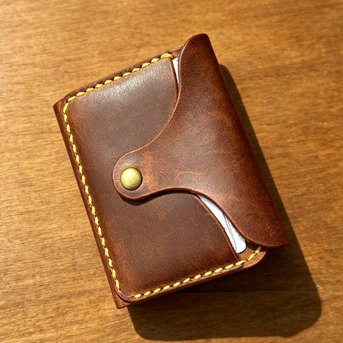Handmade brown leather bifold