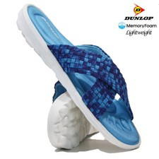 LADIES DUNLOP MEMORY FOAM FLIP FLOPS HOLIDAY POOL SUMMER FLAT MULES SANDALS SIZE