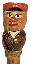 VINTAGE ANRI ERA ARTISAN PAINTED CARVED WOOD MECHANICAL BOTTLE STOPPER FOLK ART