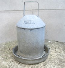 Vintage ELTEX Galvanized Metal Chicken Poultry Water Trough Waterer Drinker