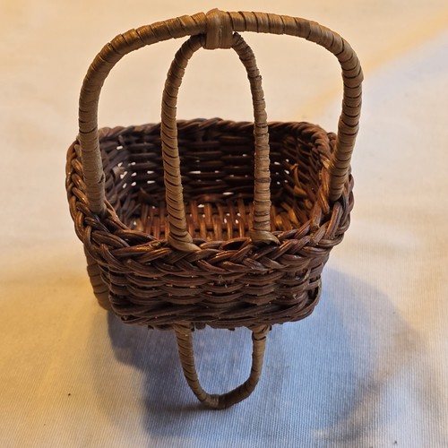 Vintage miniature wicker baby - miniature,