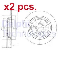 X2 PCS REAR BRAKE DISC ROTOS X2 PCS SET BG4239C DELPHI I