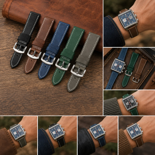 Vintage leather watch strap - leather,