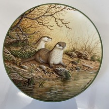 Otter Pair On A River Bank /