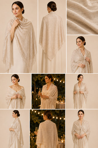 Large pashmina wrap silver - large,