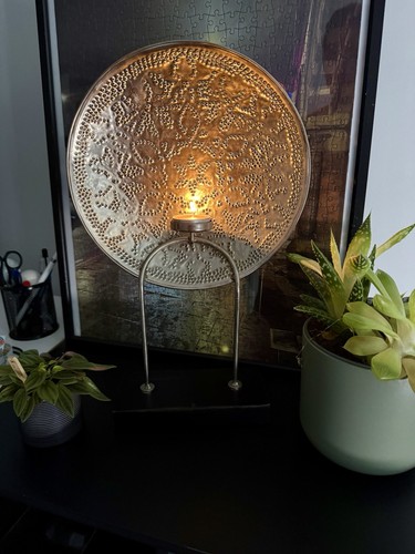 Large pierced metal tealight - metal,