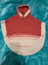 Fat Face Girls Knitted Hooded Poncho Size 10-11 Years 