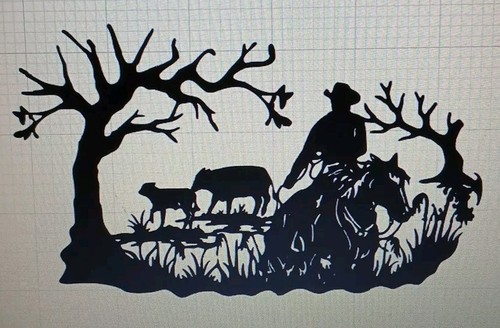 Cowboy horse cattle decal - cattle,