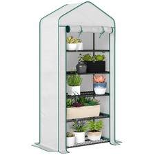 Outsunny Widened Mini Greenhouse 5 Tier Green House, 193H x 90W x 49Dcm, White