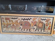 Sri Lanka Chandra Batiks Painting On Material,glass Framed Approx 20"x 52"