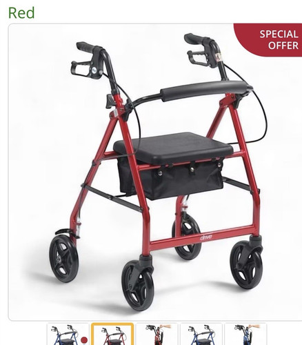 Drive red wheel rollator - red, 4-wheel