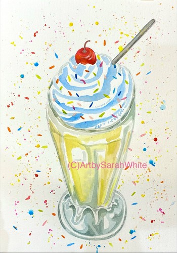 Watercolour ice cream painting - watercolour,