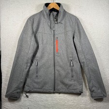 Superdry Windtrekker Jacket Mens L Grey Softshell Windproof Hooded Coat Logo