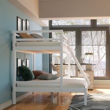 Single Triple Bunk Bed With Ladder, Kids Twin Sleeper, Solid Pine Wood Frame