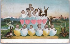 VTG Postcard Babies Eggshell
