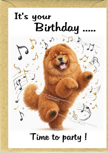 Chow dog birthday card - chow,