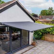 Retractable Electric Awning Sun Shade Canopy Shelter LED Lights 3x2.5m Grey/Beig