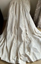 FABULOUS VERY HEAVY LUXURY QUALITY BESPOKE CREAM/ BEIGE DAMASK /BROCADE CURTAINS