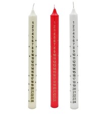 Christmas Advent Candle 2.1 x 25cm - Red Cream or White