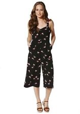 F&F Tesco Black Flamingo Culotte Jumpsuit Size 8