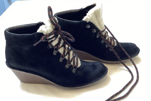 Clarks black suede ankle - suede,