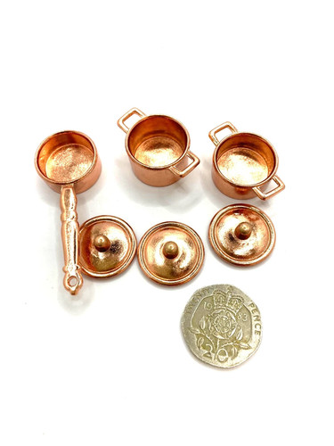 Dolls house pan - dolls, copper