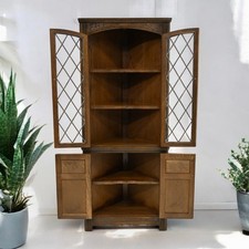 Oak corner display cabinet old - oak,