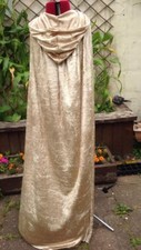 HOODED cape cloak 135cm GOLD crushed velvet adult   princess (pNOT)