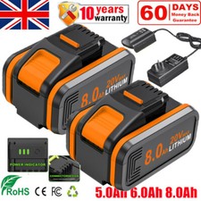 2X 8.0Ah For Worx 20V Li-Ion Battery WA3551 WA3553 WA3553.1 WA3553.2 /UK Charger