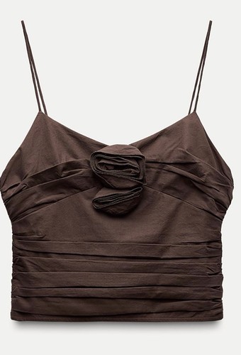 Zara brown strapless rosette - brown,