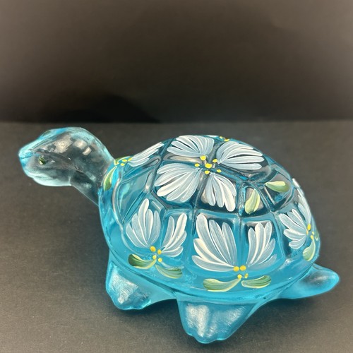 Vtg fenton blue glass turtle - vtg,